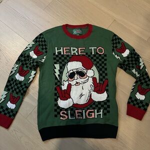 Ugly Christmas Sweater Green Santa Crewneck